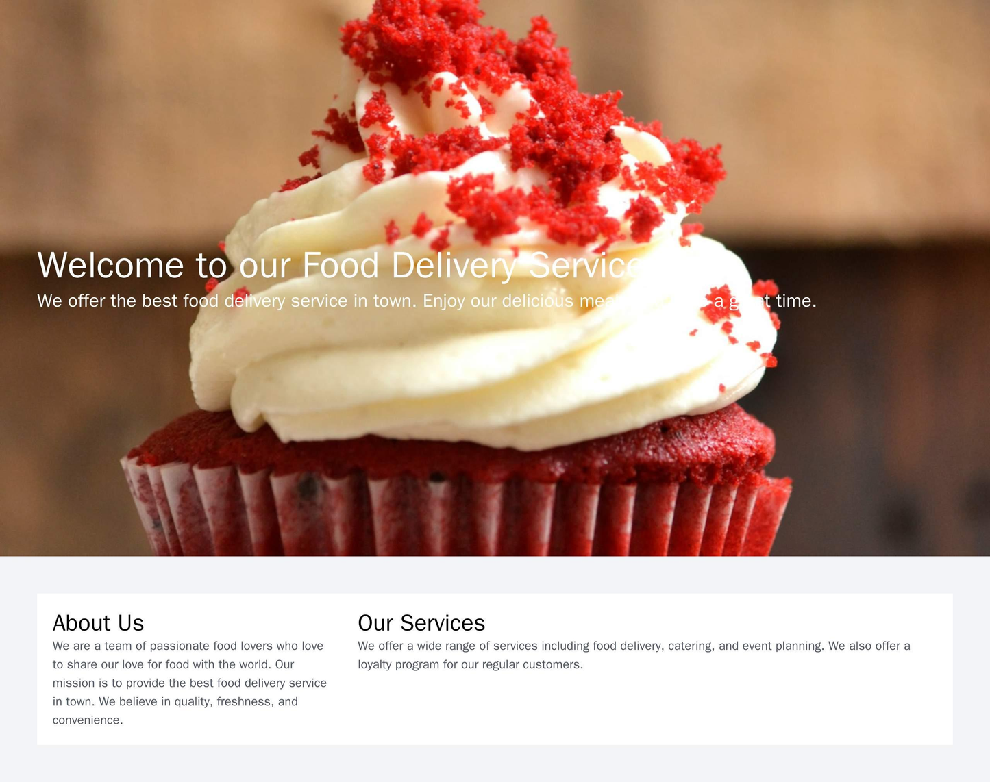 Food Delivery Service: A bright and playful design with a large header image of appetizing food, and a centered logo. Th Web Template 839