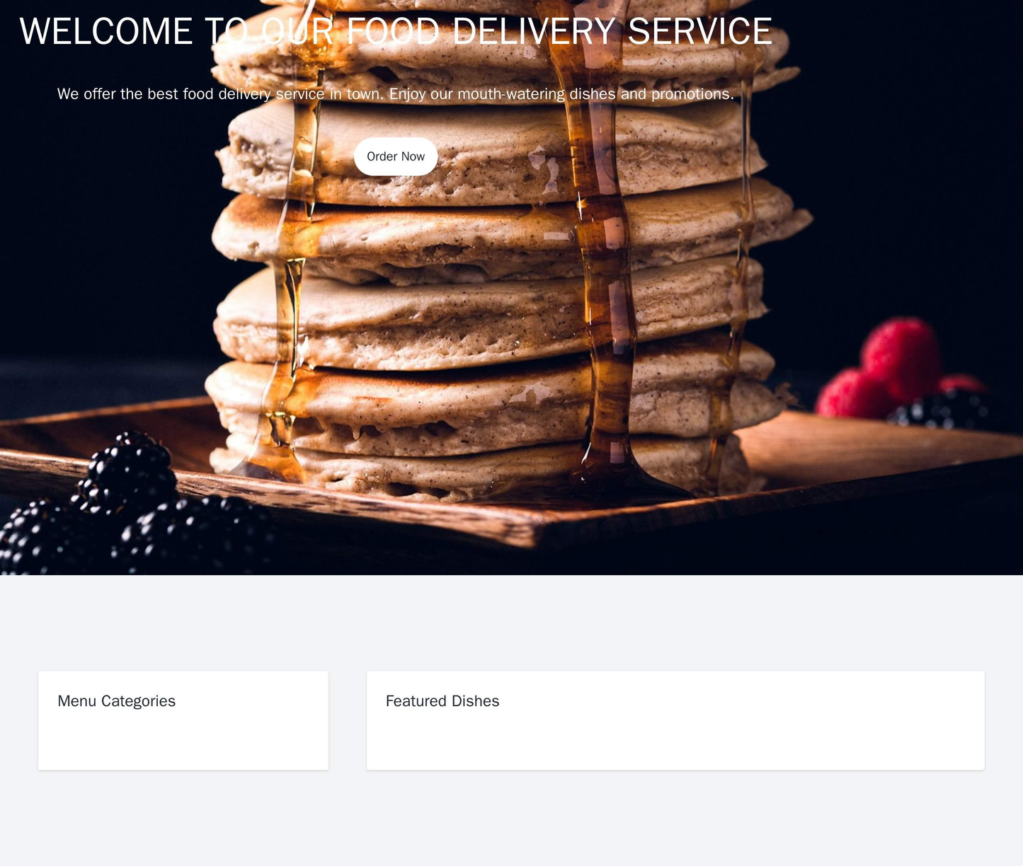 Food Delivery Service Site: A mouth-watering header image of a delicious meal, a clear call-to-action button for orderin Web Template 143