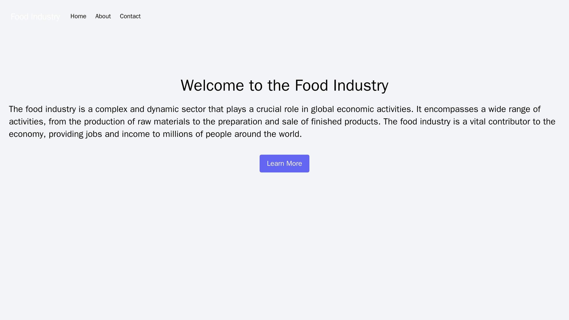 Food Industry: A mouth-watering design with a full-screen, appetizing hero image, a left-aligned navigational menu, and  Web Template 727