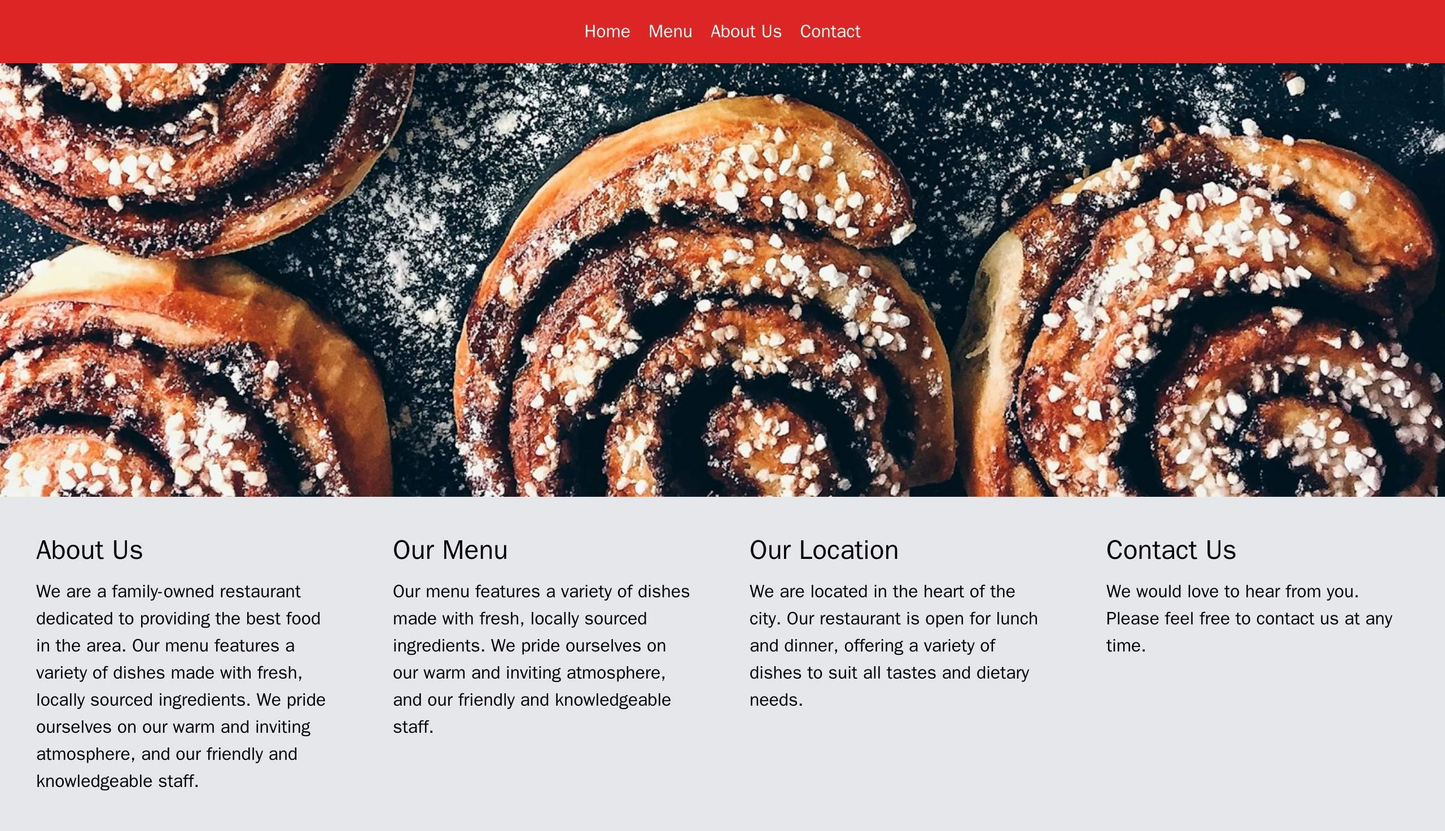 Food Service: A warm and inviting design featuring a full-width background image of a delicious meal, with a horizontal  Web Template 1827