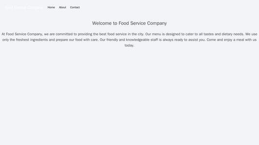 Food Service Company: A warm and inviting design with a full-width header image, a horizontal navigation bar, and a thre Web Template 1536