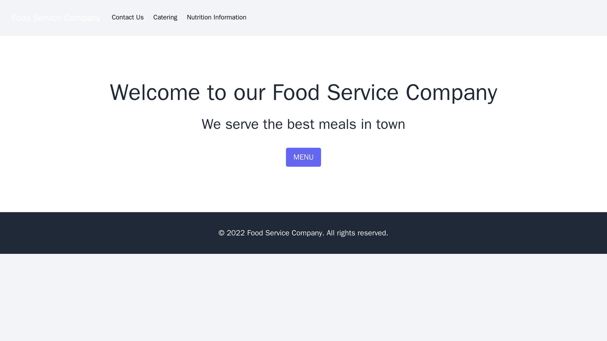 Food Service Company Website: A design with a large, appetizing image of a meal, with a "MENU" button prominently displa Web Template 977