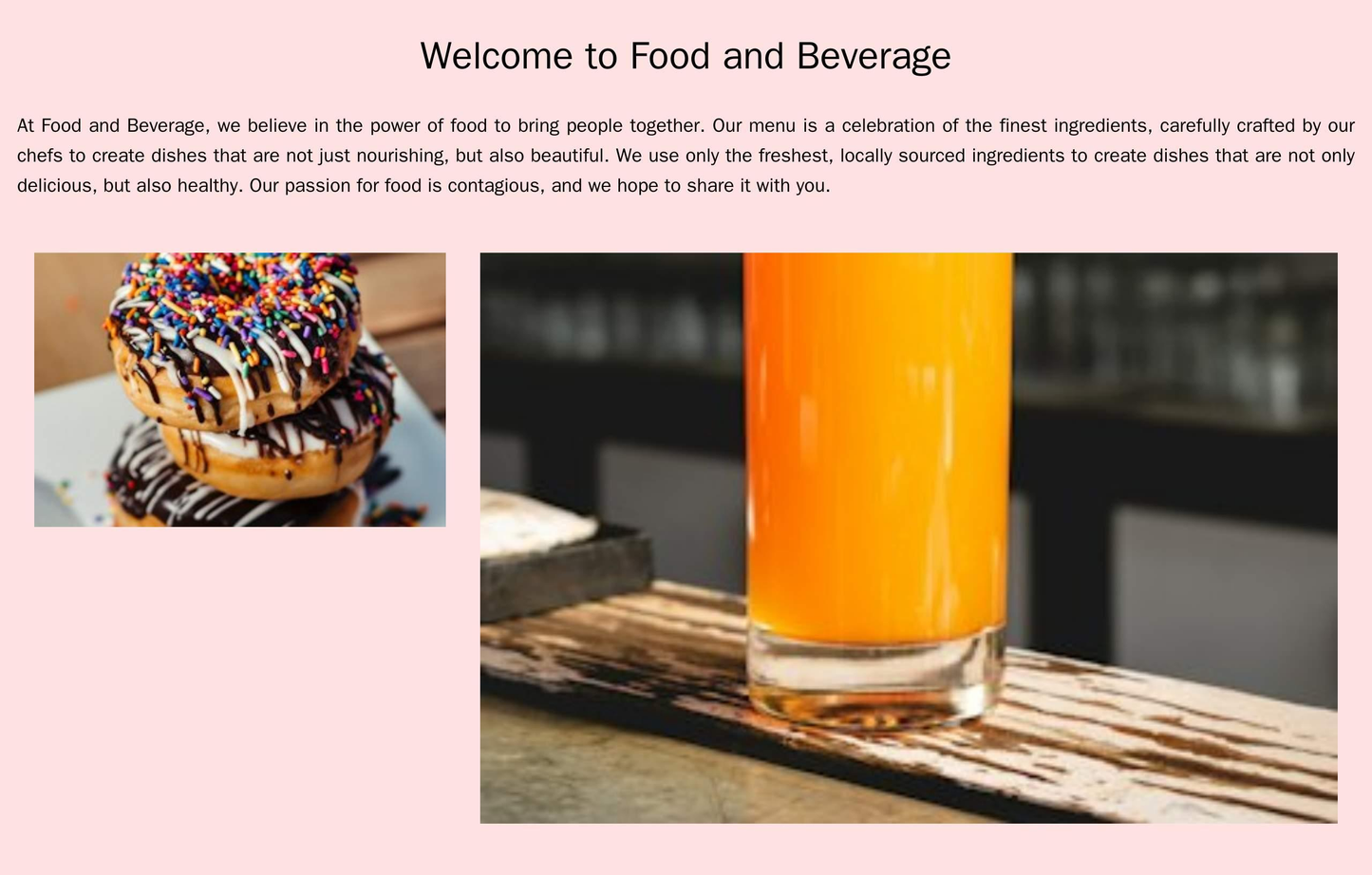 Food and Beverage: A mouth-watering website layout with a full-screen image header showcasing a delicious dish, a horizo Web Template 1505