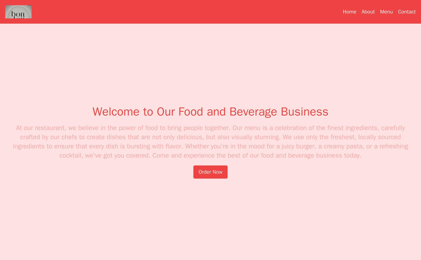 Food and Beverage Business: A mouthwatering design with a full-width, high-resolution food image and a call-to-action bu Web Template 1638