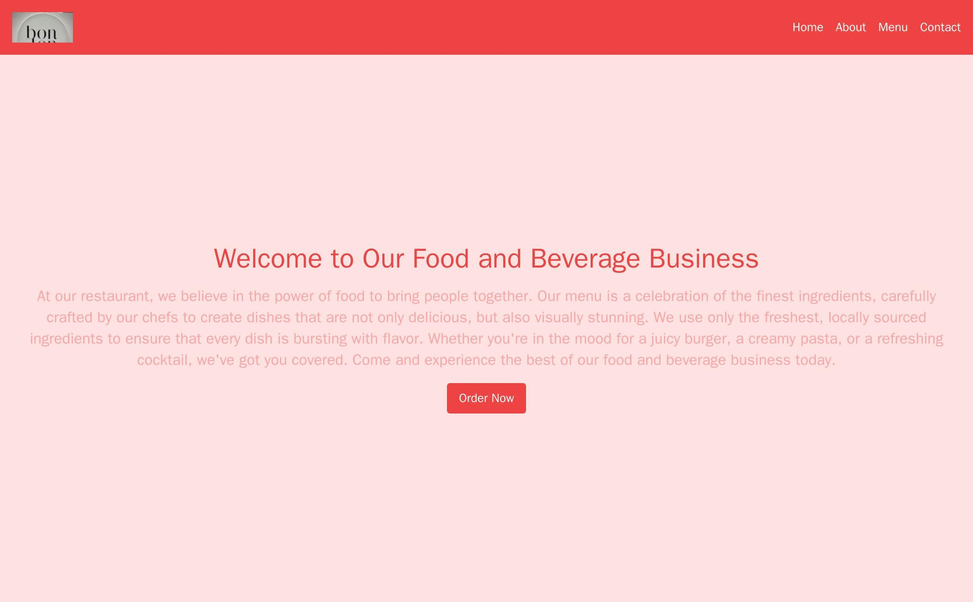 Food and Beverage Business: A mouthwatering design with a full-width, high-resolution food image and a call-to-action bu Web Template 1638