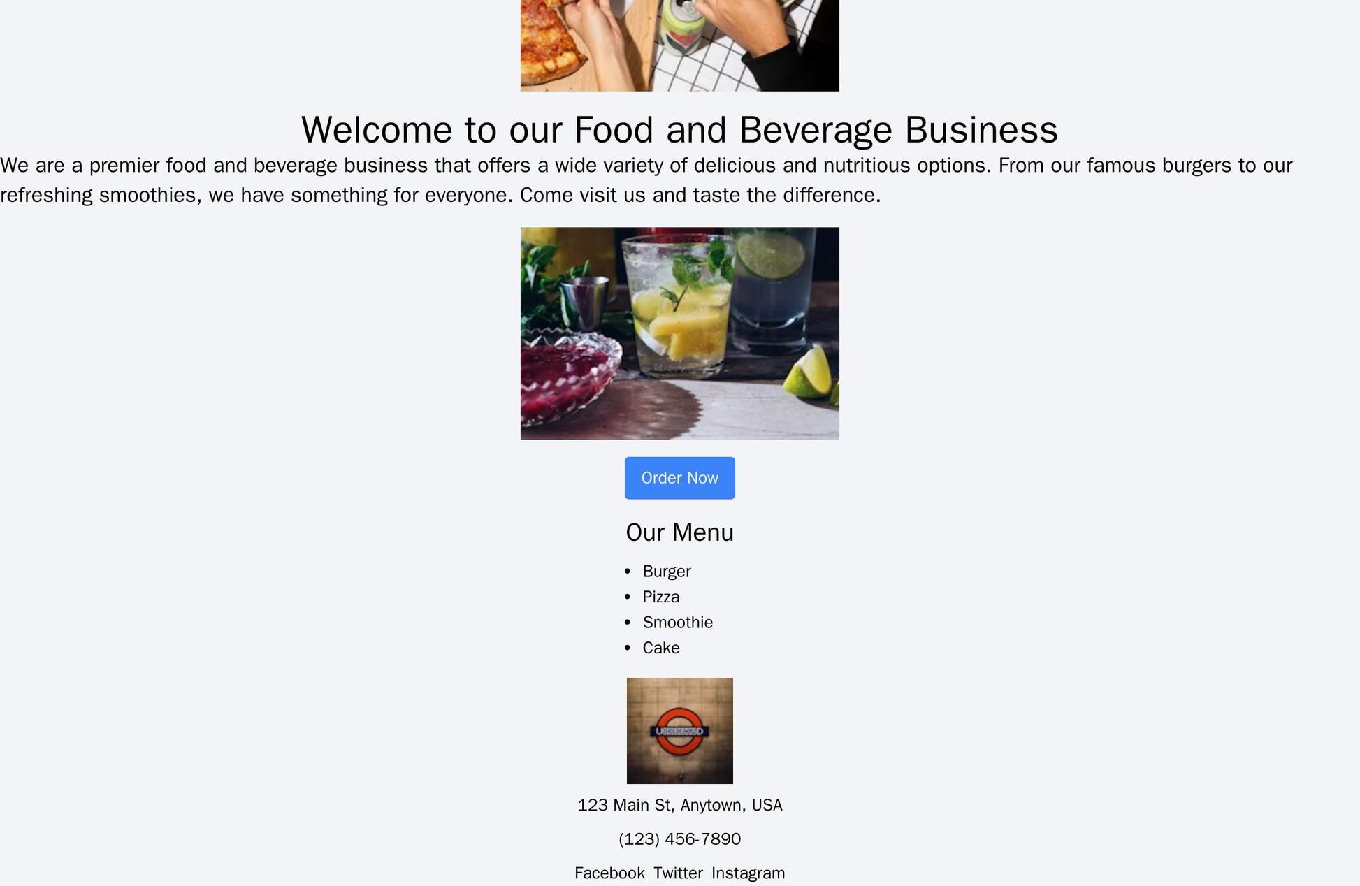 Food and Beverage Business: A mouthwatering design with a hero image of a product, followed by a secondary image, call-t Web Template 1750