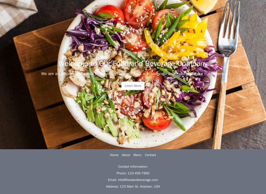 Food and Beverage Company: A bright and colorful design with a header that showcases a hero image and a call-to-action b Web Template 855