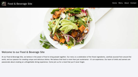 Food and Beverage Site: A full-width background image of a delicious meal or a beautiful garden. A dark header with a pr Web Template 1423