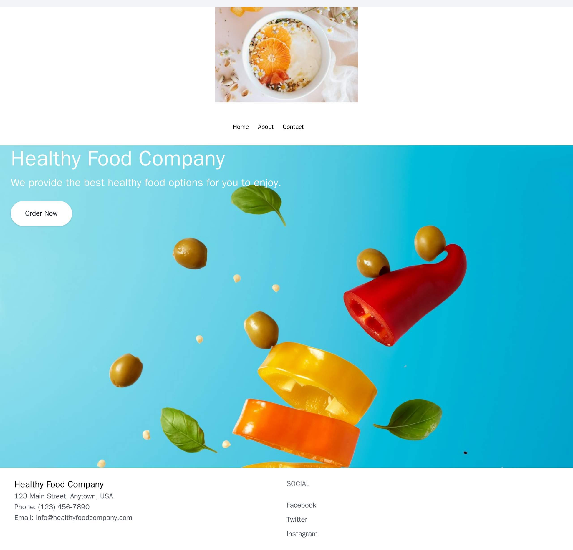 Health Food Company: A warm and inviting design with a hero image of a fresh, organic meal, a logo and navigation menu o Web Template 523