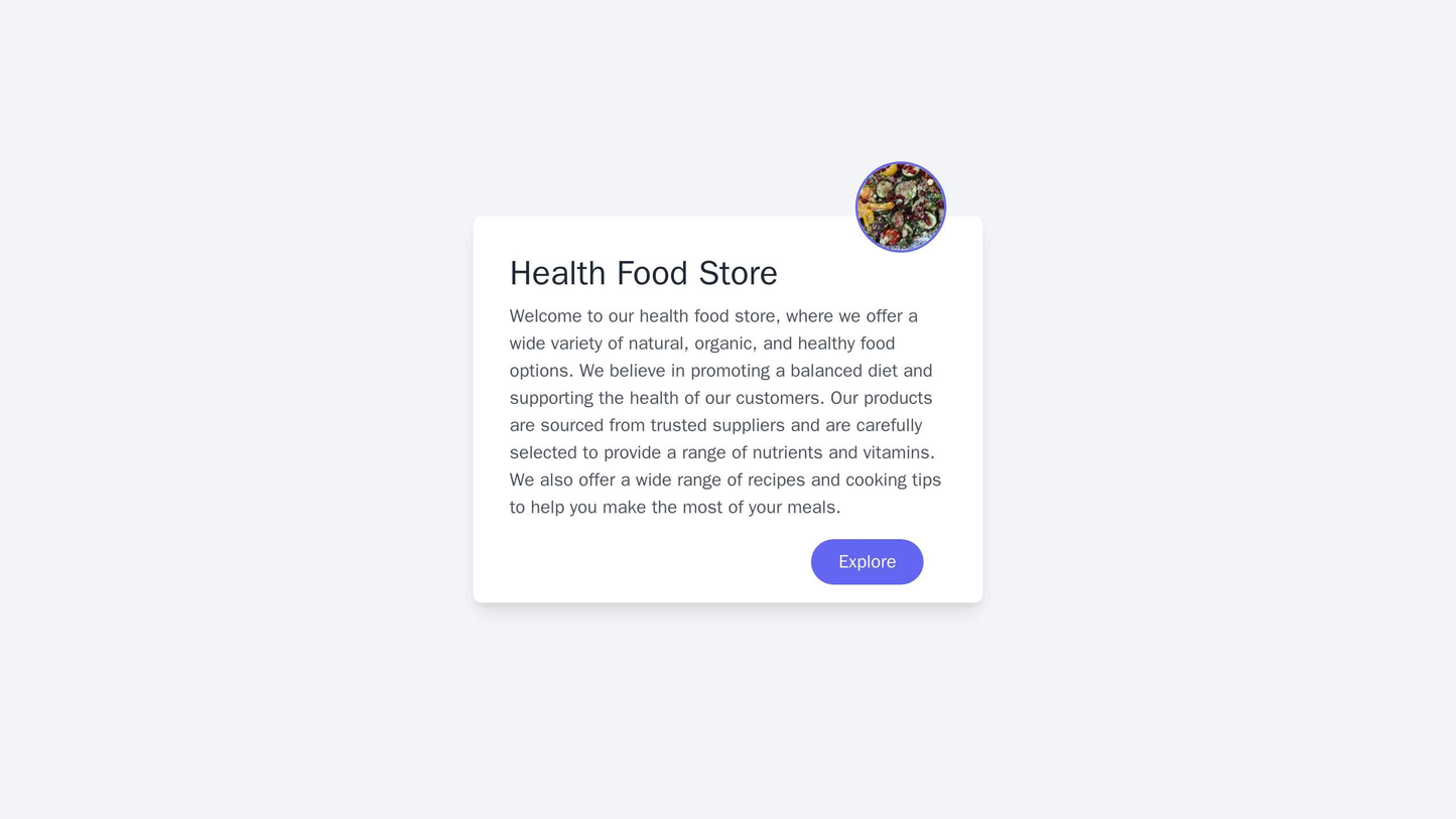 Health Food Store: A clean, bright design with a banner image showcasing natural health foods. Navigation menu on the to Web Template 1492