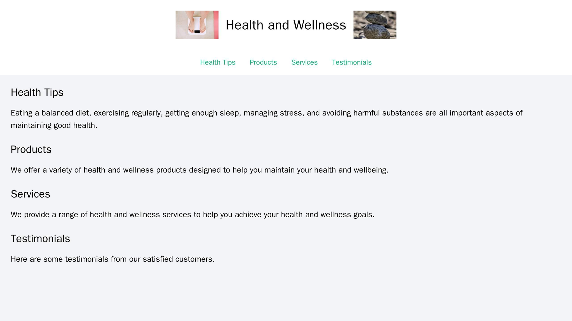 Health and Wellness: A clean and natural design with a header featuring an image of a healthy lifestyle, a centered logo Web Template 1091