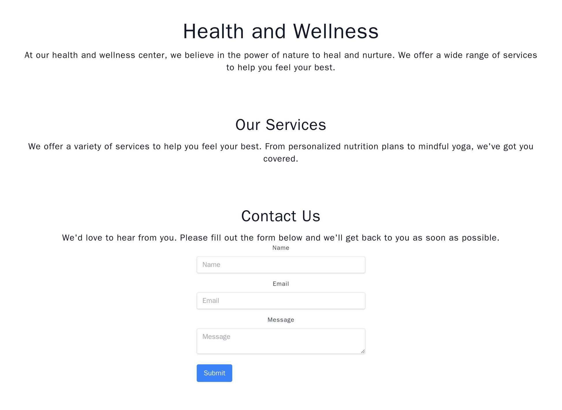 Health and Wellness: A single-page parallax design with a full-screen call-to-action section, followed by sections for s Web Template 1101