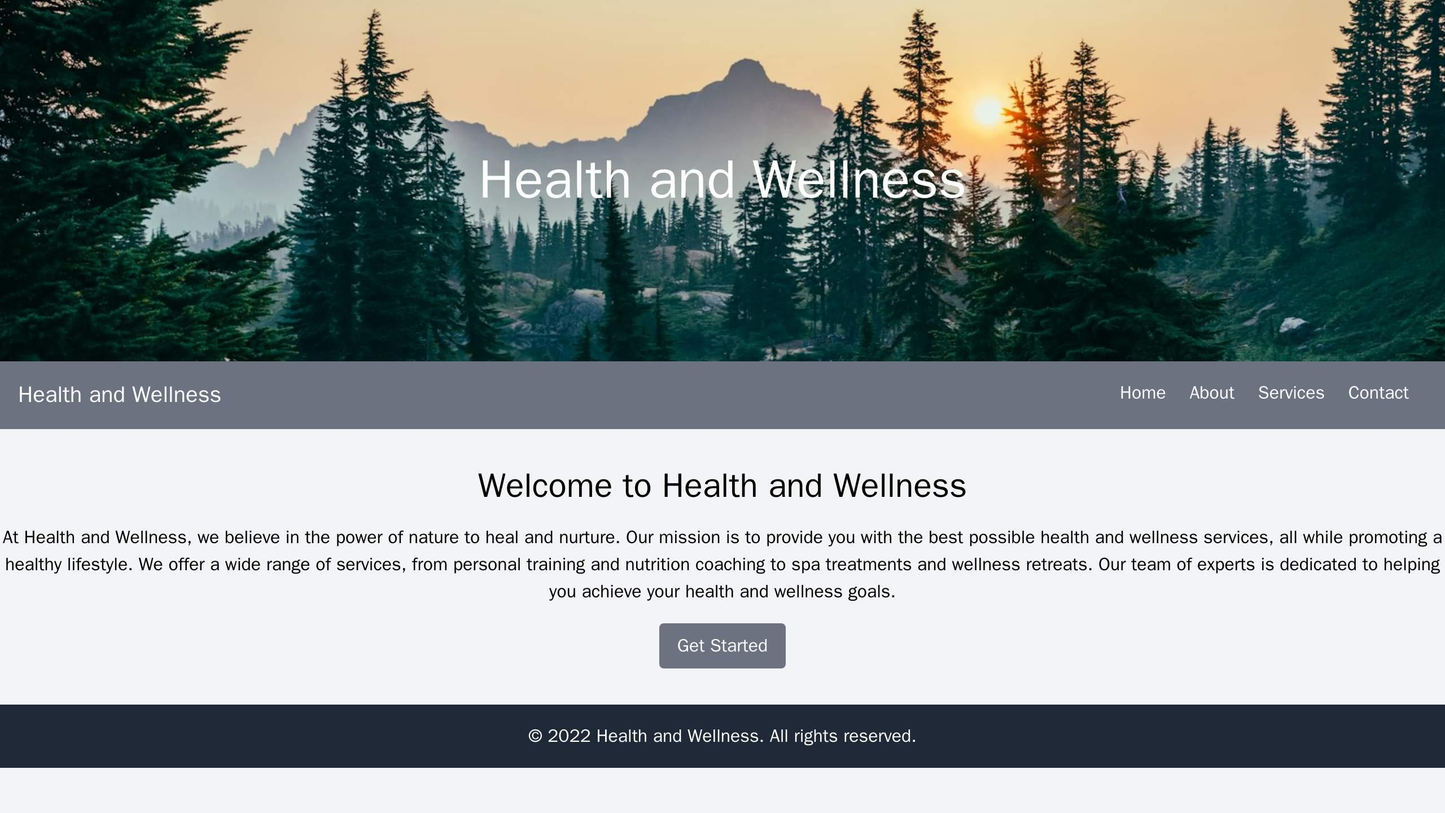 Health and Wellness: A soothing website layout with a full-screen image header of a peaceful scene, a fixed top navigati Web Template 1507