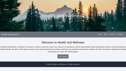 Health and Wellness: A soothing website layout with a full-screen image header of a peaceful scene, a fixed top navigati Web Template 1507