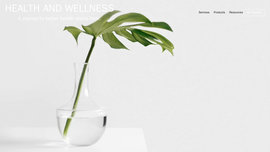 Health and Wellness: A clean and calming design with a large, high-quality hero image and a tagline promoting health and Web Template 202