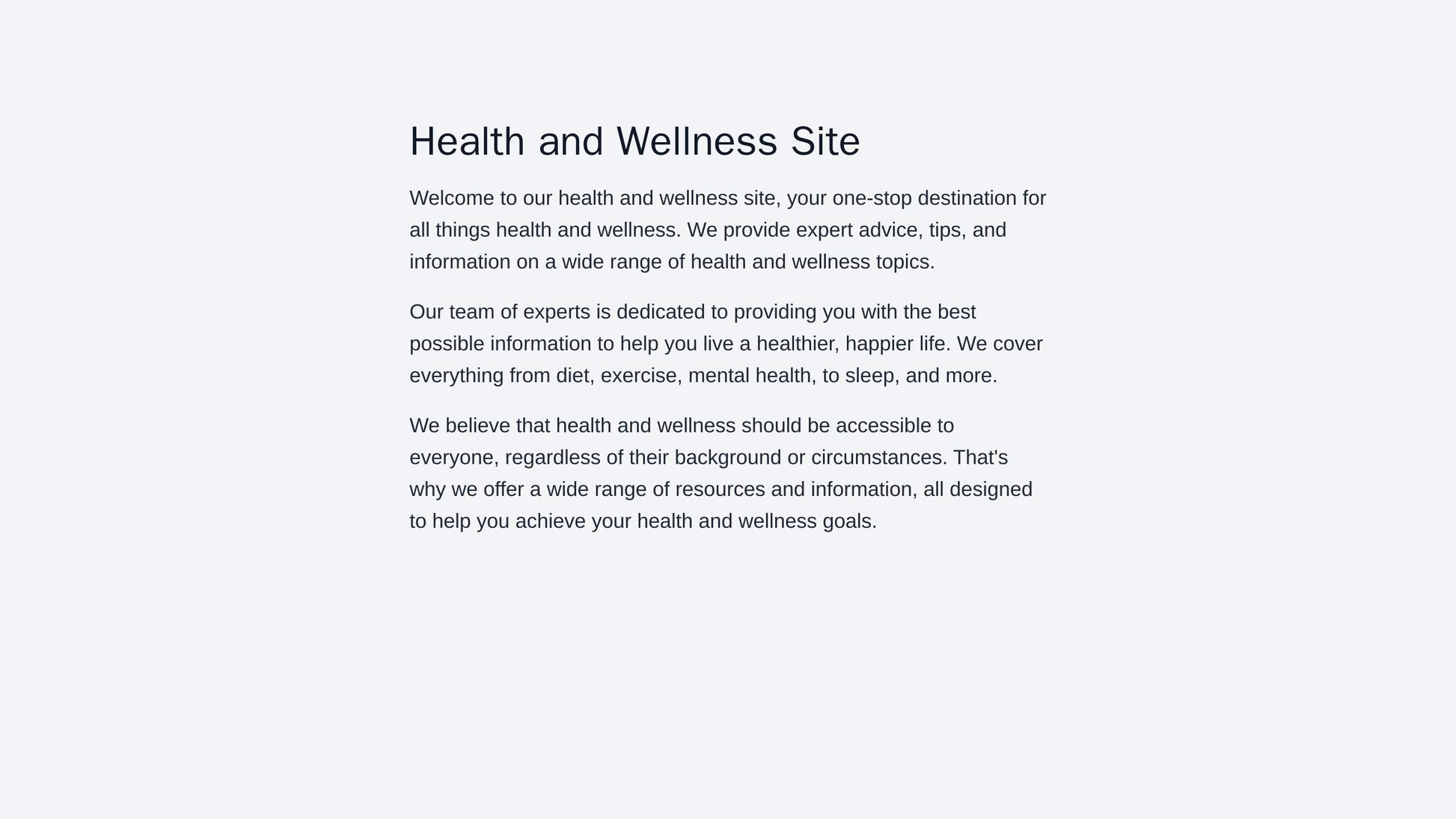 Health and Wellness Site: A user-friendly design with ample white space, natural color scheme, and a prominent search ba Web Template 1202