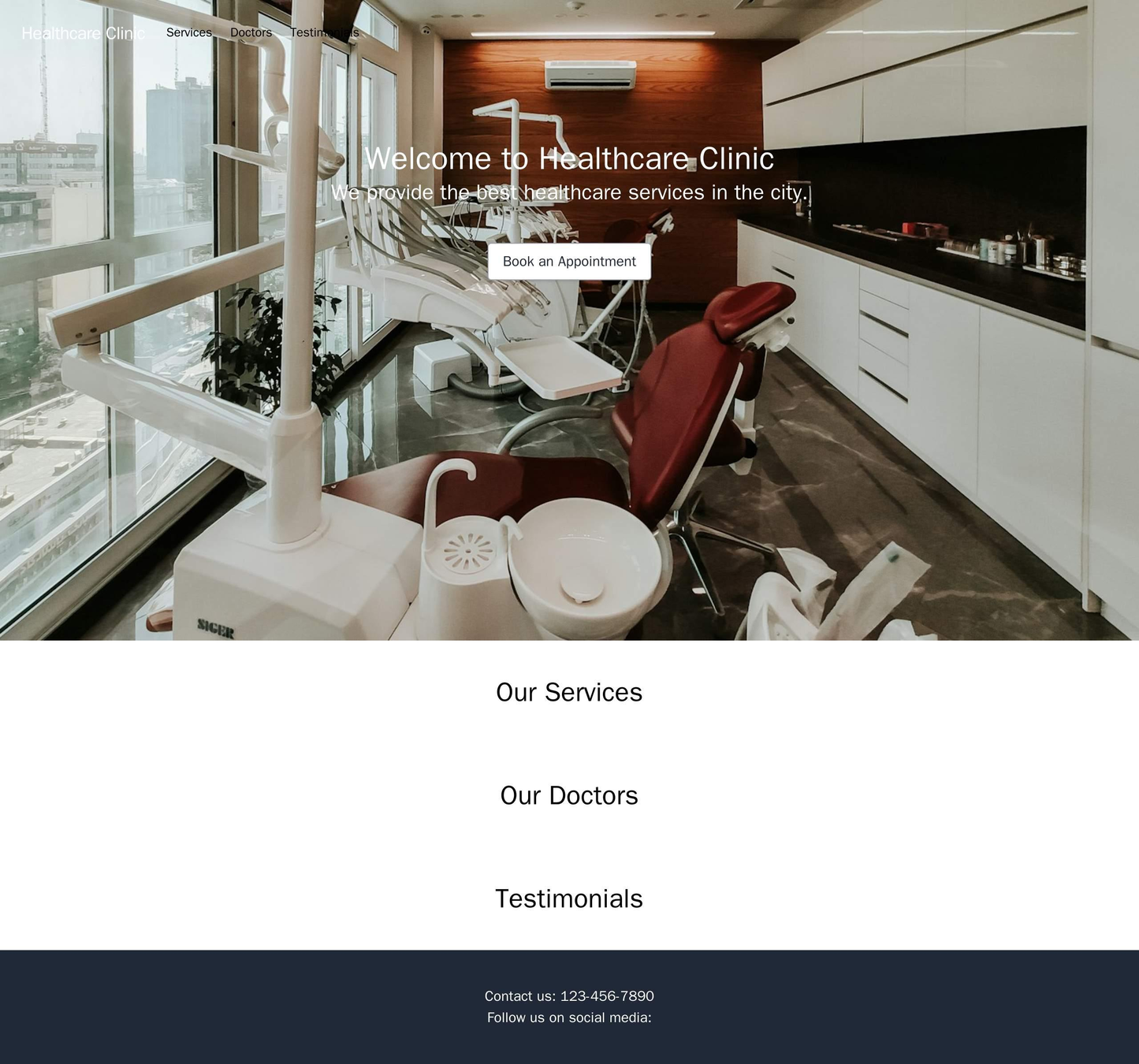 Healthcare Clinic: A clean and modern layoyt with a large header image, navigation menu at the top, an introductory sect Web Template 109