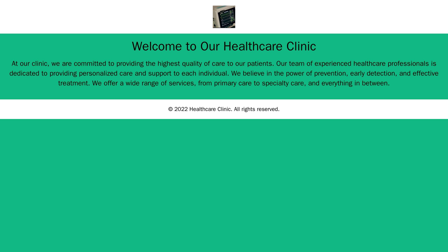 Healthcare Clinic: A centrally-aligned logo and a green color palette create a calming and inviting effect. A horizontal Web Template 1912