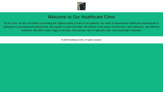 Healthcare Clinic: A centrally-aligned logo and a green color palette create a calming and inviting effect. A horizontal Web Template 1912