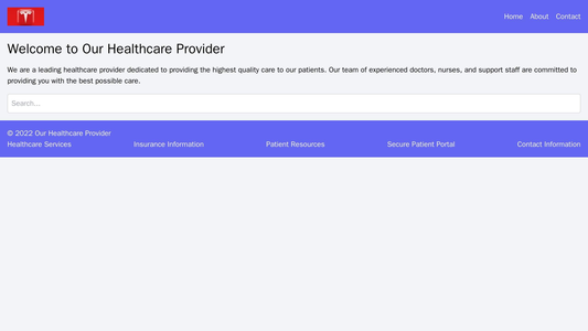Healthcare Provider: A welcoming and professional design featuring a prominent search bar and a large, centered logo. Th Web Template 1526