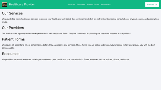 Healthcare Provider: A clean and professional design with a header containing a centered logo and text, primary navigati Web Template 1598