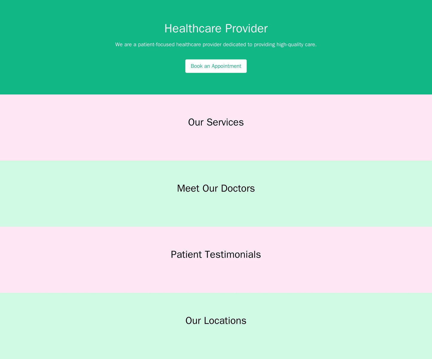 Healthcare Provider: A patient-focused design with a large Call-to-Action button for booking an appointment at the top.  Web Template 1671