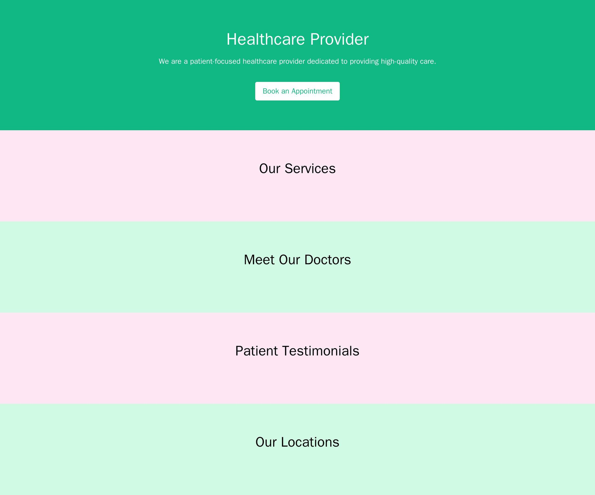 Healthcare Provider: A patient-focused design with a large Call-to-Action button for booking an appointment at the top.  Web Template 1671