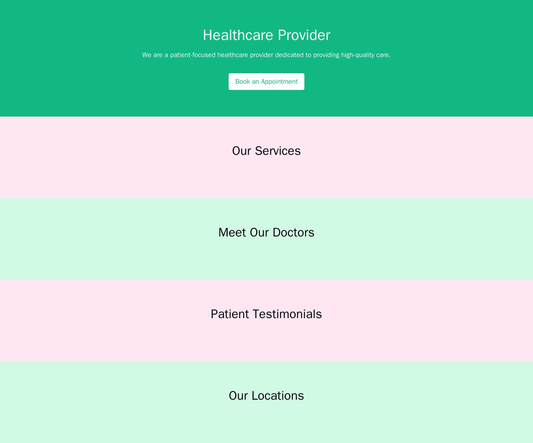 Healthcare Provider: A patient-focused design with a large Call-to-Action button for booking an appointment at the top.  Web Template 1671