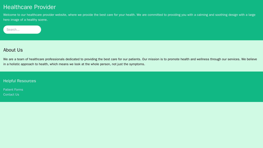Healthcare Provider: A calming and soothing design with a large hero image of a healthy scene, a prominent search bar, a Web Template 1844