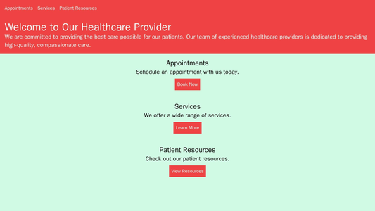 Healthcare Provider: A clean and professional layout with a top navigation bar and a large banner image showcasing healt Web Template 374