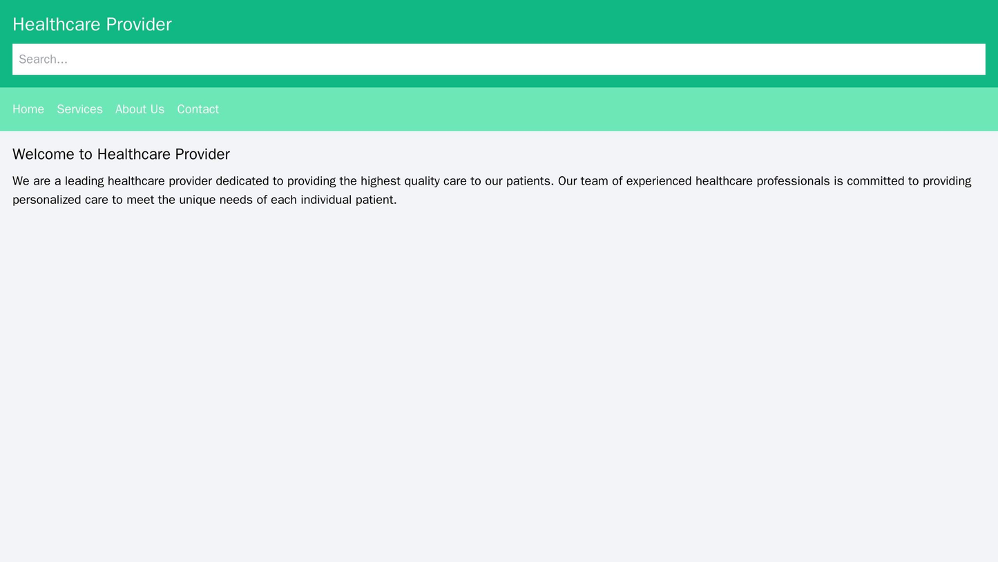 Healthcare Provider: A warm and welcoming design with a prominent search bar, an easy-to-navigate top navigation menu, a Web Template 519