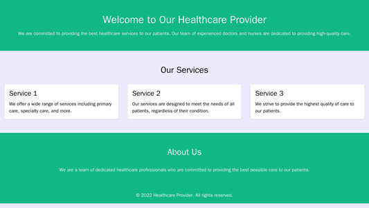 Healthcare Provider: A clean, modern layout with a prominent search function and clear sections for Services, Patient In Web Template 591