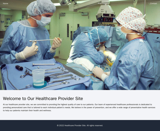 Healthcare Provider Site: A clean, easy-to-navigate design with a full-width hero image featuring a smiling healthcare p Web Template 1125