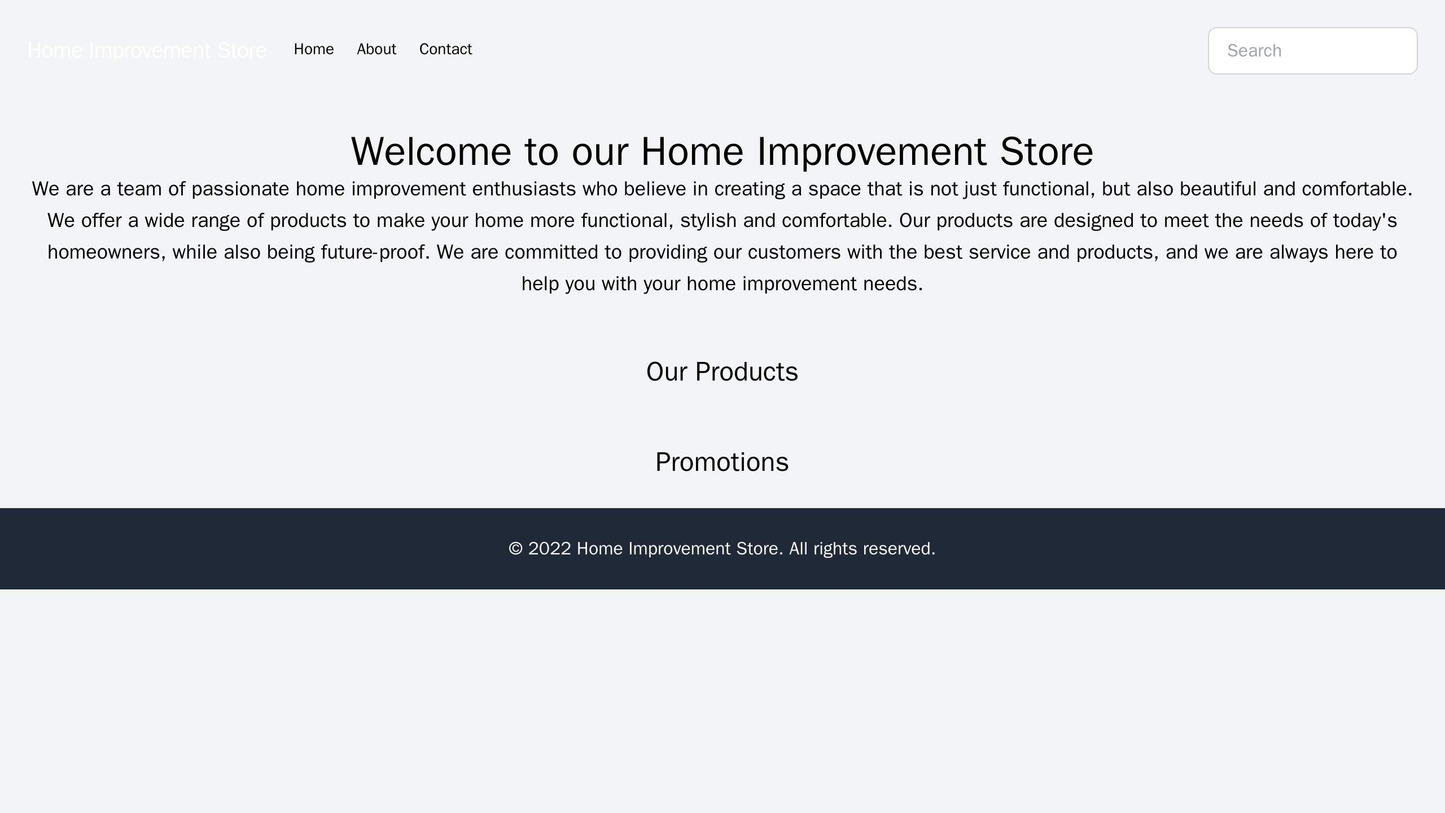 Home Improvement Store: A clean and functional design with a prominent search bar, easy categories in a dropdown menu, a Web Template 646