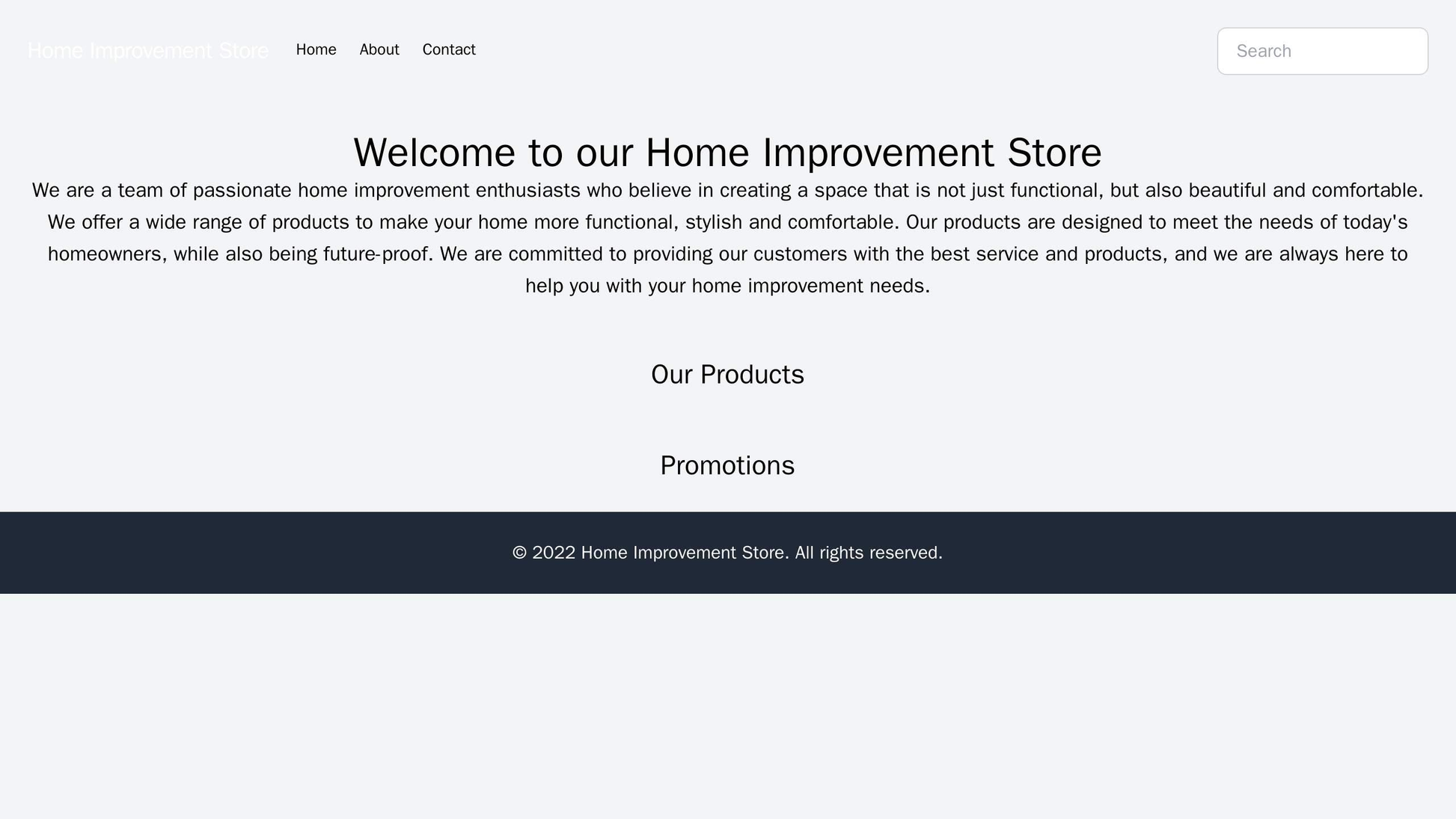 Home Improvement Store: A clean and functional design with a prominent search bar, easy categories in a dropdown menu, a Web Template 646