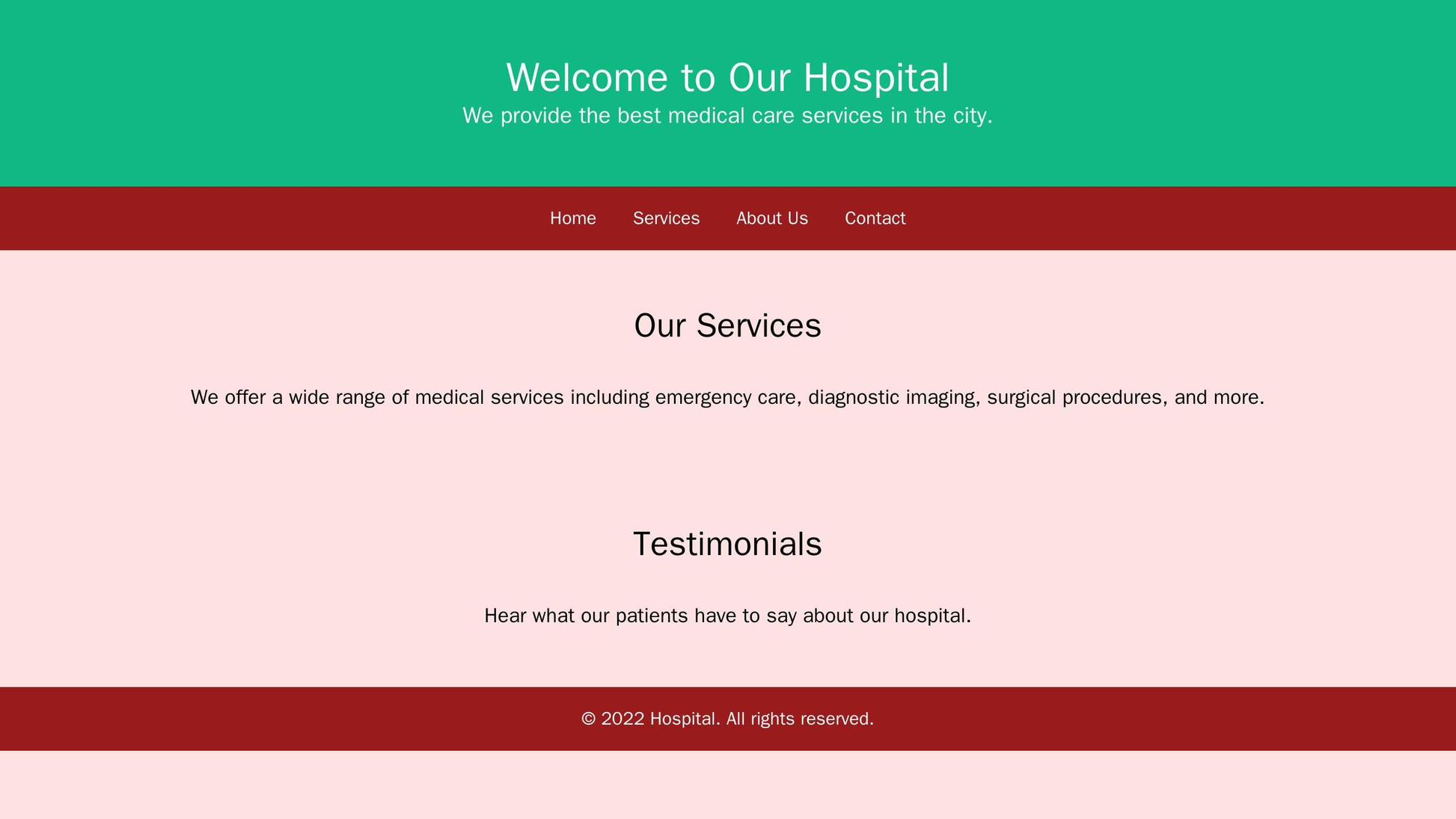 Hospital: A clean and professional layout with a centered logo, navigation menu, and plenty of white space for easy read Web Template 1312