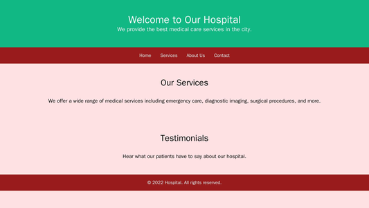 Hospital: A clean and professional layout with a centered logo, navigation menu, and plenty of white space for easy read Web Template 1312