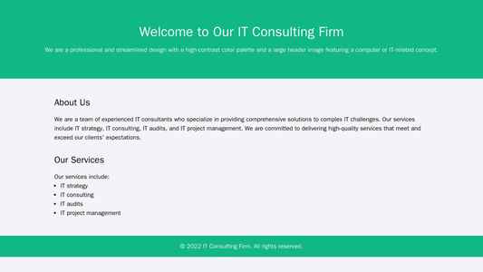 IT Consulting Firm: A professional and streamlined design with a high-contrast color palette and a large header image fe Web Template 947