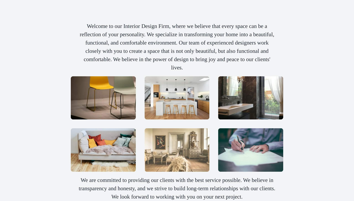 Interior Design Firm: A visually rich design featuring a masonry layout with images of completed projects, a centered lo Web Template 1092