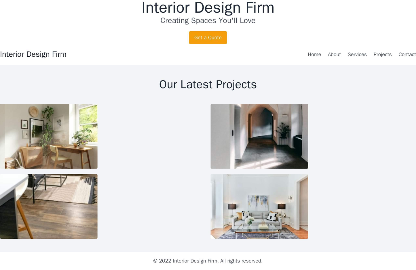 Interior Design Firm: An inviting layout, incorporating images of completed interior design projects in a large format,  Web Template 755