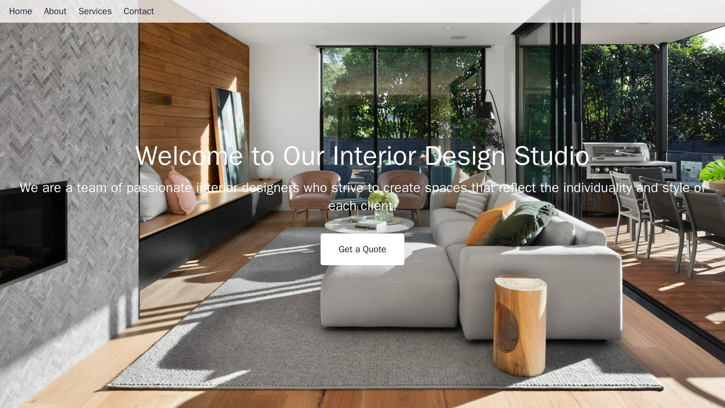 Interior Design Studio: A scrolling, full-width background image of a beautifully designed interior, accompanied by a fl Web Template 1240