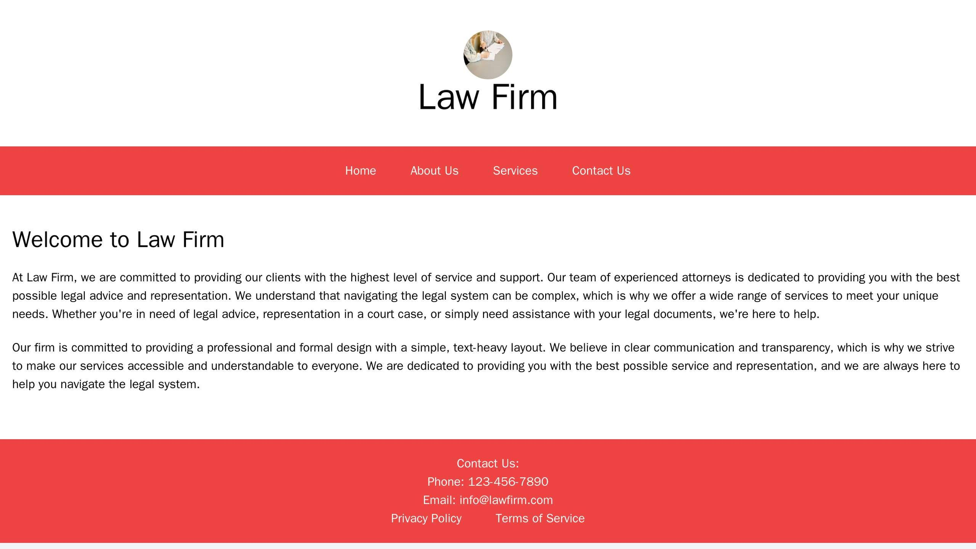 Law Firm: A professional and formal design with a centered logo and a simple, text-heavy layout. The main navigation is  Web Template 1082