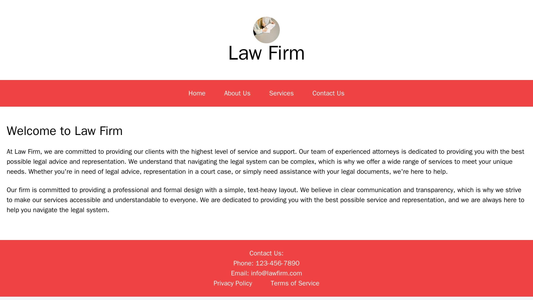 Law Firm: A professional and formal design with a centered logo and a simple, text-heavy layout. The main navigation is  Web Template 1082