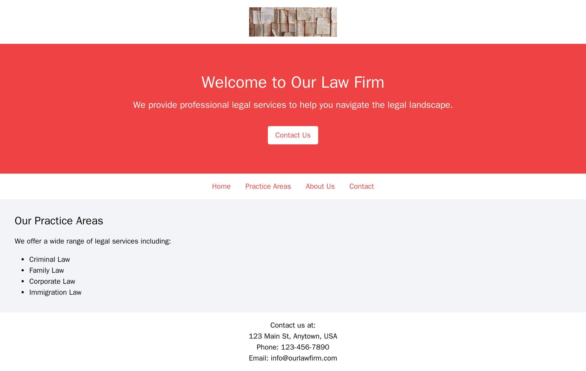 Law Firm: Professional design with a centered logo and a full-width banner containing calls-to-action. Navigation menu a Web Template 120