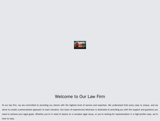 Law Firm: A formal and professional design with a centered logo, a navigation bar that is hidden behind a subtle text la Web Template 1721