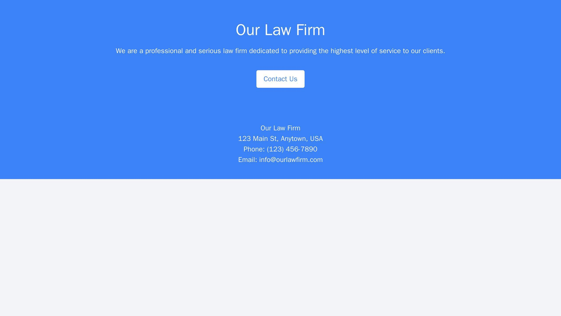 Law Firm: A professional and serious design with a centered logo, a narrow layout with a prominent call-to-action button Web Template 1843