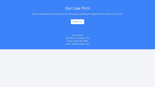 Law Firm: A professional and serious design with a centered logo, a narrow layout with a prominent call-to-action button Web Template 1843