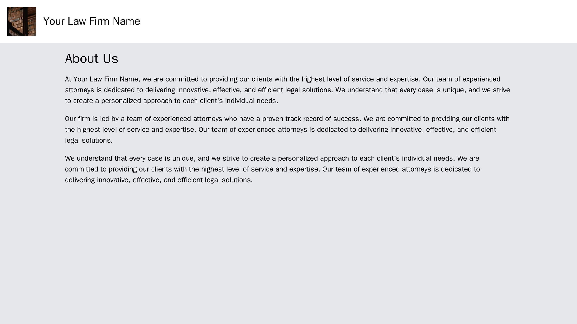 Law Firm: A professional and sophisticated design with a left-aligned header containing the law firm's logo and a bold t Web Template 501