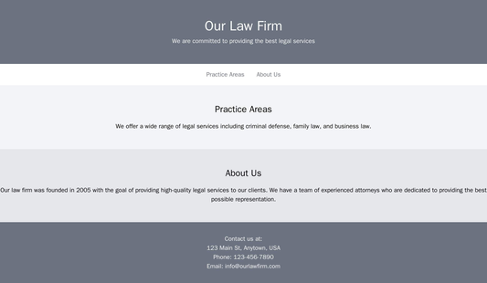 Law Firm Site: A professional design with a prominent header including a tagline, a centered logo, a navigation menu wit Web Template 1119