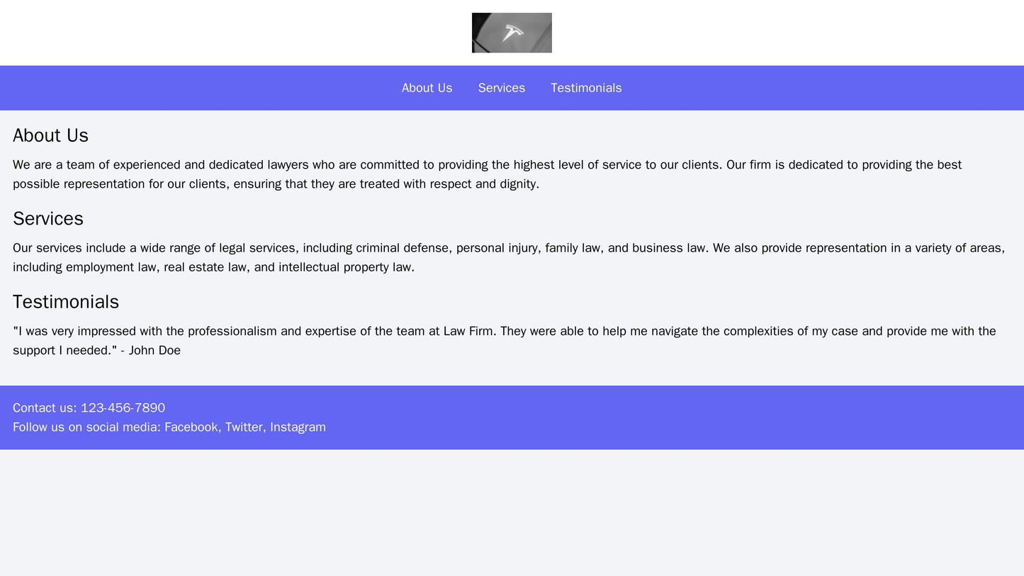 Law Firm Website: A centered logo at the top with a simple navigation menu. A three-column layout for About Us, Services Web Template 1724
